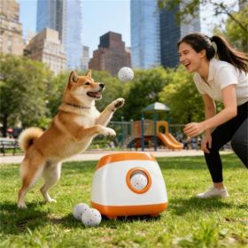 Automatic dog ball launcher, dog toy, orange Automatic dog ball launcher, dog toy, orange