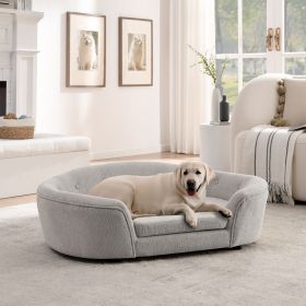 OVERSIZED Size Oval Semi-Enclosed Dog Sofa - Durable Linen Material, Button-Tufted Backrest, High-Center Low-Sides Support & Plush Comfort-Beige OVERSIZED Size Oval Semi-Enclosed Dog Sofa - Durable Linen Material, Button-Tufted Backrest, High-Center Low-Sides Support & Plush Comfort-Beige