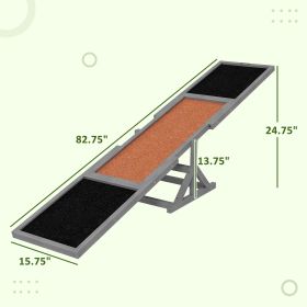 Wooden Dog Agility Seesaw For Training And Exercise, Weather Resistant, 83 L X 16 W X 14 H, Gray (Option: Gray)